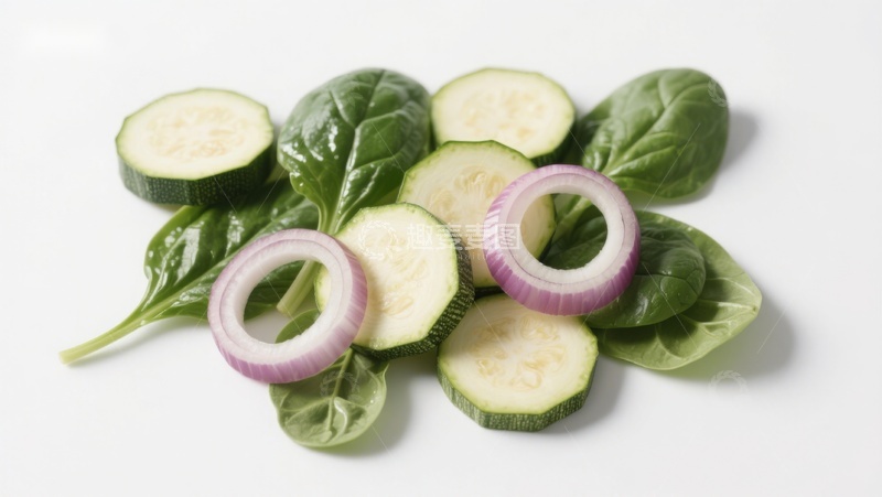 高清大图下载【趣麦麦图】切片黄瓜洋葱与菠菜