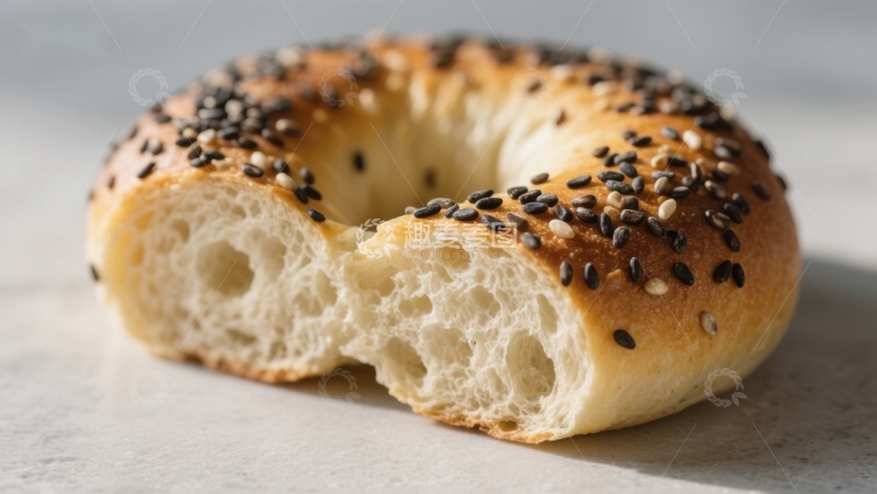 高清大图下载【趣麦麦图】新鲜芝麻贝果特写