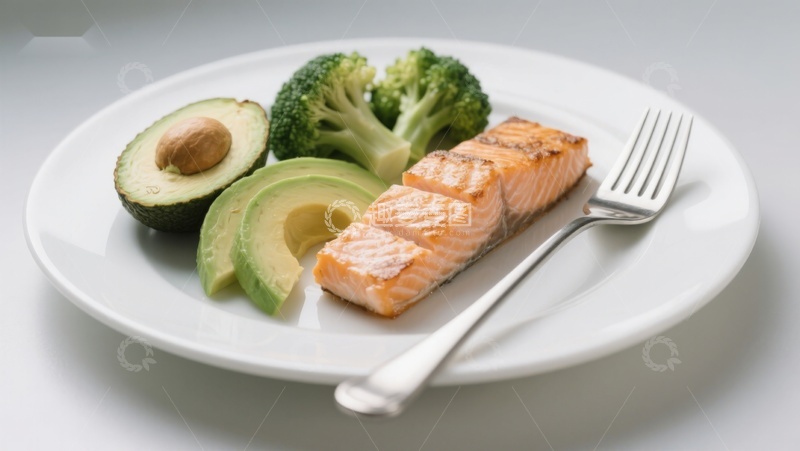 高清大图下载【趣麦麦图】三文鱼配牛油果西兰花