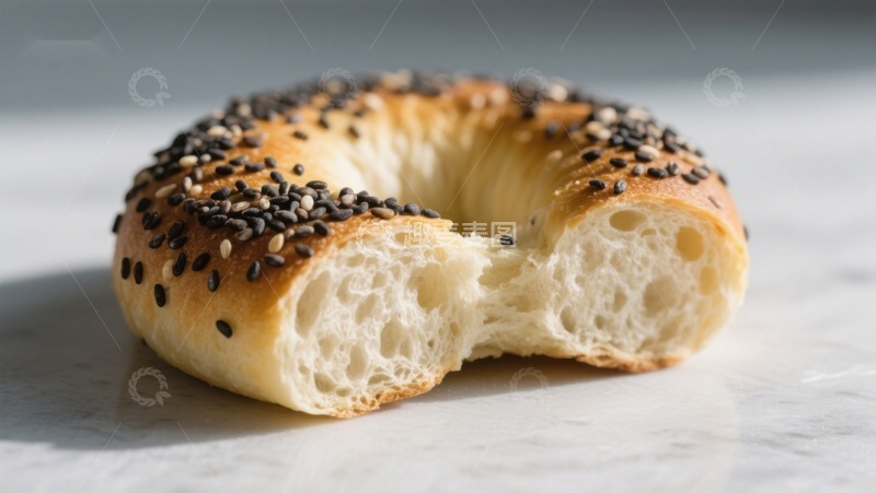 高清大图下载【趣麦麦图】新鲜芝麻贝果特写