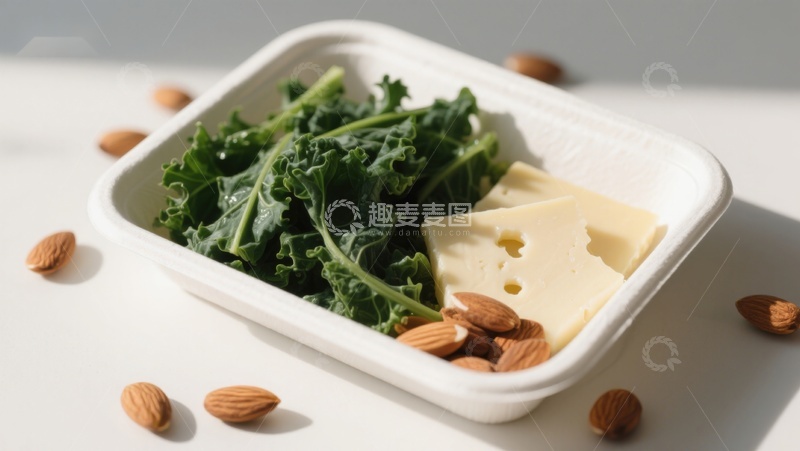 高清大图下载【趣麦麦图】羽衣甘蓝奶酪杏仁餐盒