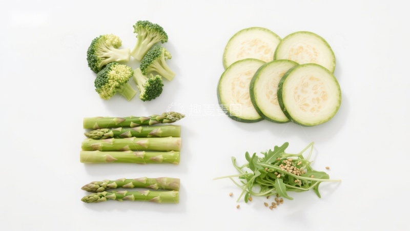 高清大图下载【趣麦麦图】新鲜绿色蔬菜组合展示