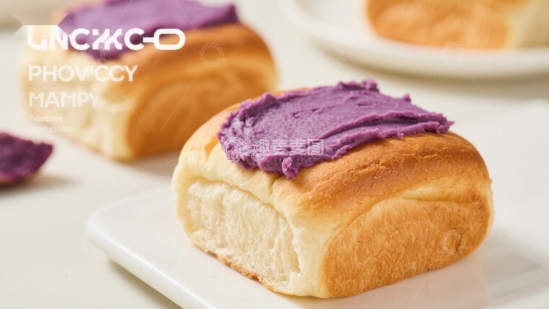 高清大图下载【趣麦麦图】紫薯馅面包特写