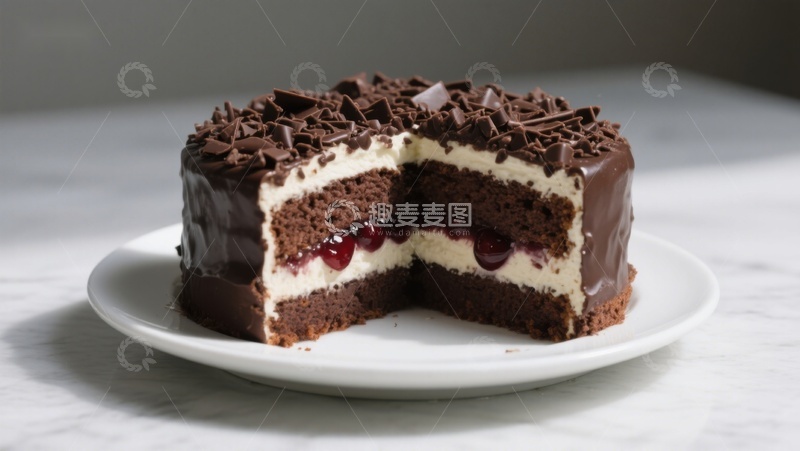 高清大图下载【趣麦麦图】巧克力樱桃夹心蛋糕
