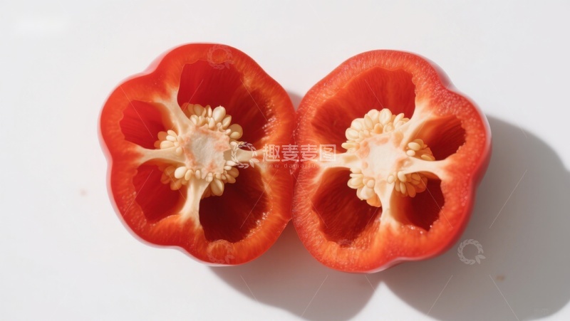 高清大图下载【趣麦麦图】切开的红甜椒特写