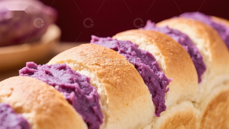 高清大图下载【趣麦麦图】紫薯馅面包特写