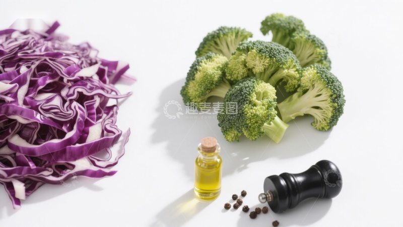 高清大图下载【趣麦麦图】紫甘蓝西兰花与调味品