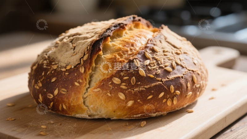 新鲜出炉的全麦面包