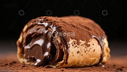 巧克力酱淋面的甜点卷