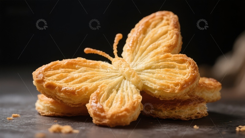 高清大图下载【趣麦麦图】蝴蝶形状的酥皮糕点