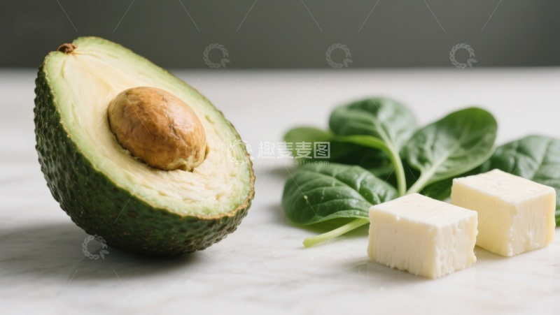 高清大图下载【趣麦麦图】牛油果与奶酪配菠菜