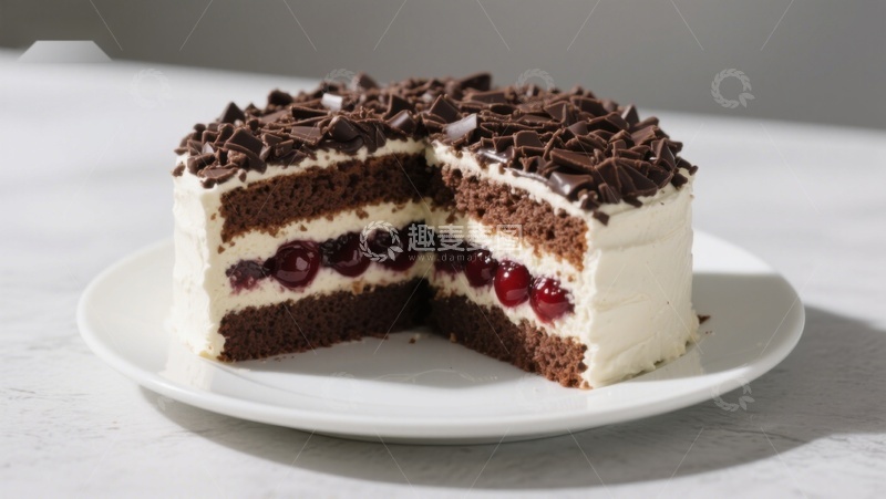 高清大图下载【趣麦麦图】巧克力樱桃蛋糕切面展示