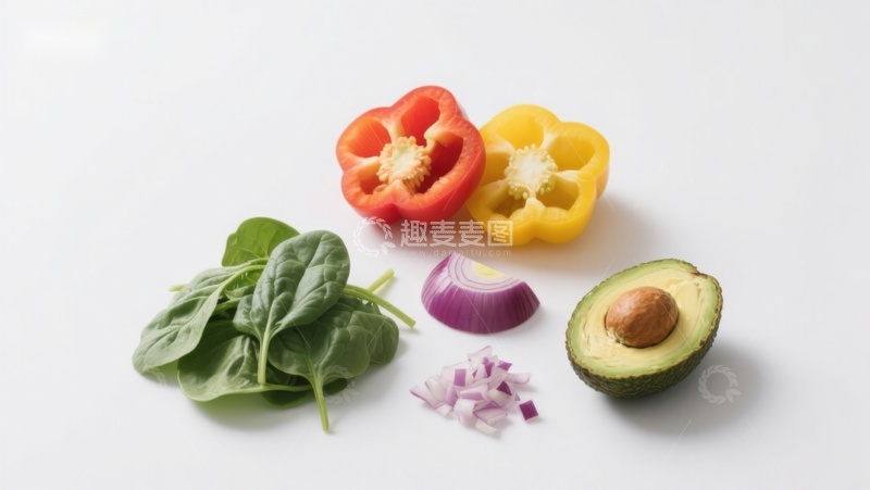 高清大图下载【趣麦麦图】新鲜蔬菜与牛油果切片