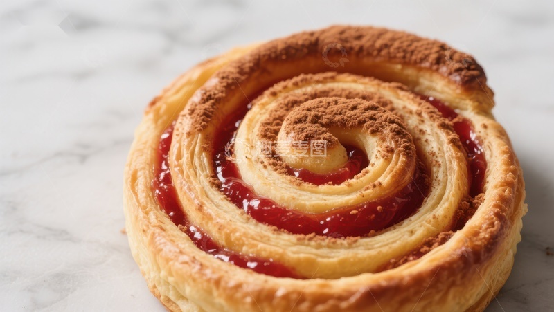 高清大图下载【趣麦麦图】螺旋果酱面包特写