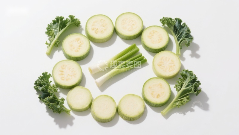 高清大图下载【趣麦麦图】新鲜蔬菜切片排列展示