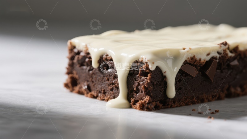 高清大图下载【趣麦麦图】巧克力布朗尼配奶油白酱