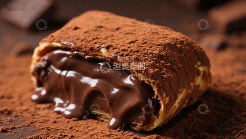 高清大图下载【趣麦麦图】巧克力夹心糕点，撒满可可粉