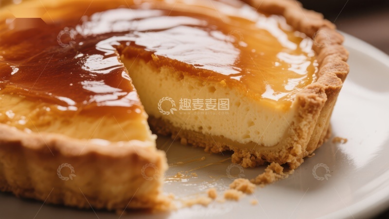 高清大图下载【趣麦麦图】焦糖奶酪挞，切片展示