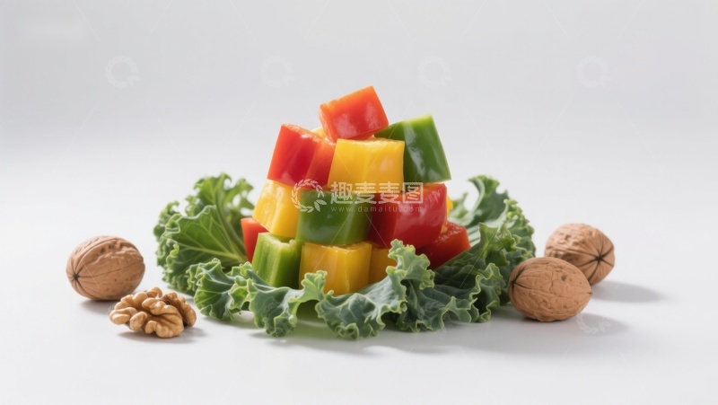 高清大图下载【趣麦麦图】彩椒坚果与羽衣甘蓝摆盘