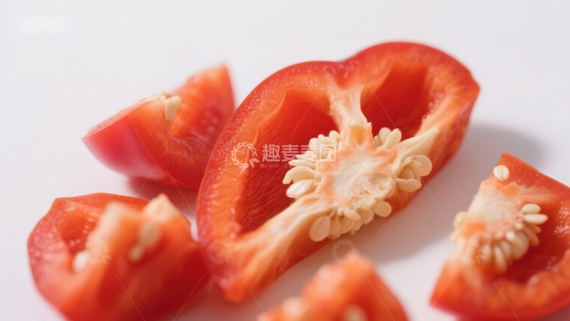 高清大图下载【趣麦麦图】切开的红甜椒特写