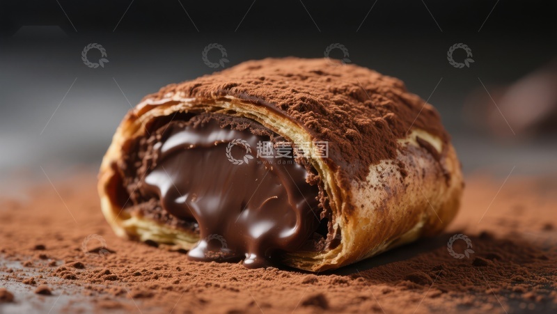 高清大图下载【趣麦麦图】巧克力酱流出的酥皮甜点