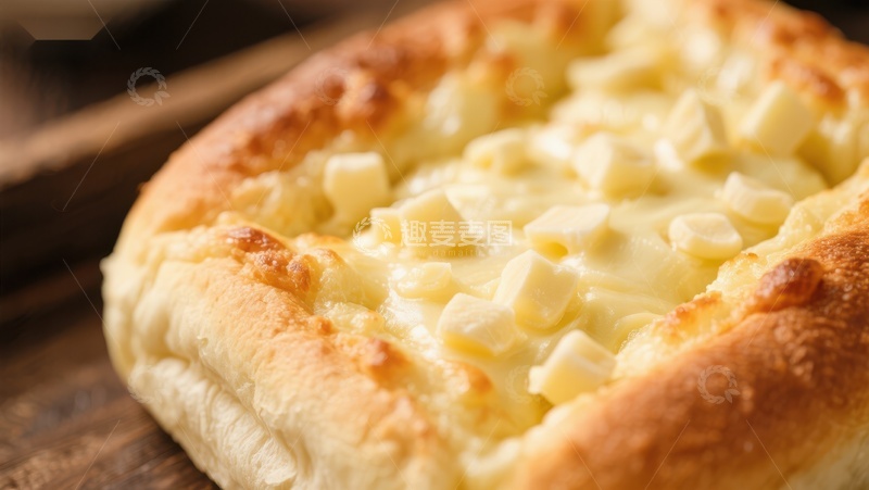 高清大图下载【趣麦麦图】芝士面包特写，金黄酥脆
