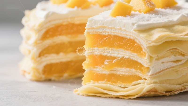 高清大图下载【趣麦麦图】芒果千层蛋糕切片展示