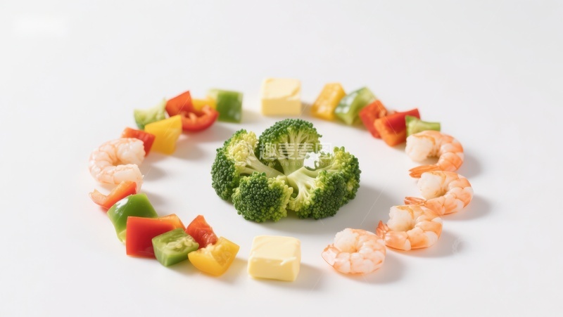 高清大图下载【趣麦麦图】蔬菜虾仁创意摆盘