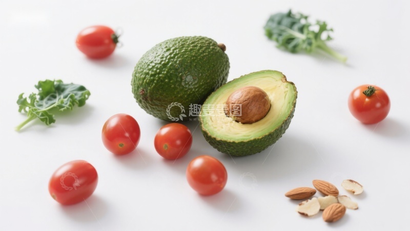 高清大图下载【趣麦麦图】牛油果樱桃番茄与坚果摆拍