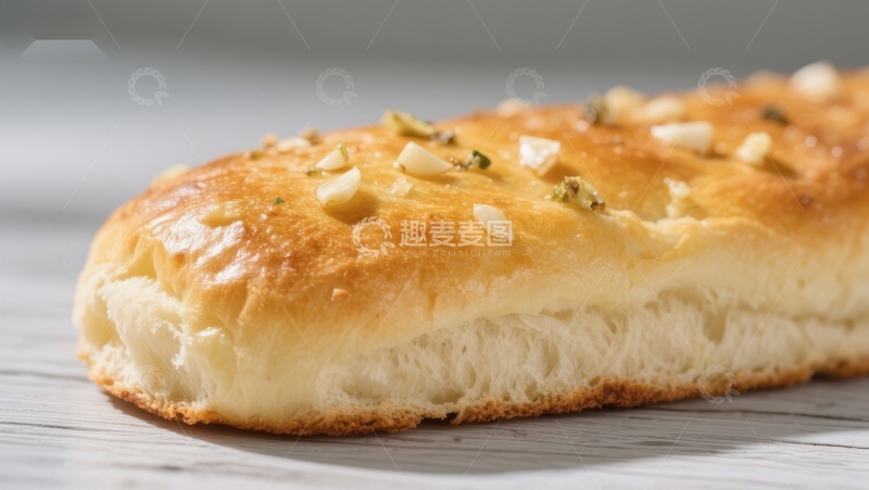 高清大图下载【趣麦麦图】金黄蒜香面包特写