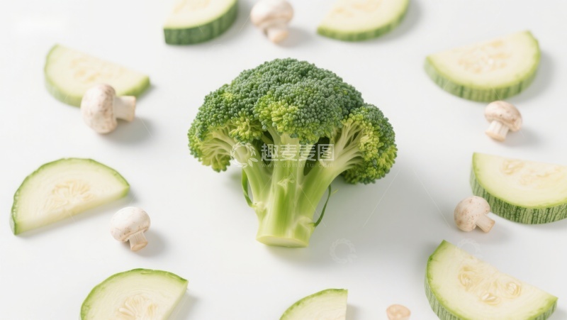 高清大图下载【趣麦麦图】西兰花与蔬菜切片静物