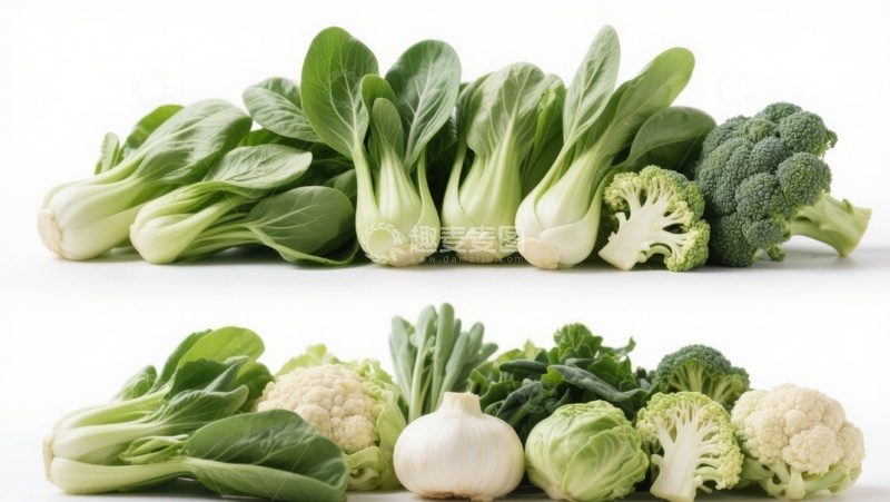 高清大图下载【趣麦麦图】新鲜绿叶蔬菜与十字花科蔬菜展示