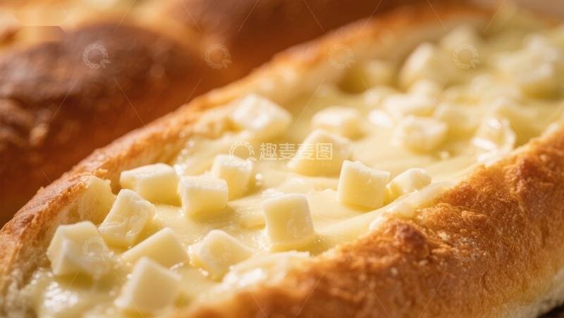 高清大图下载【趣麦麦图】芝士面包特写，金黄酥脆