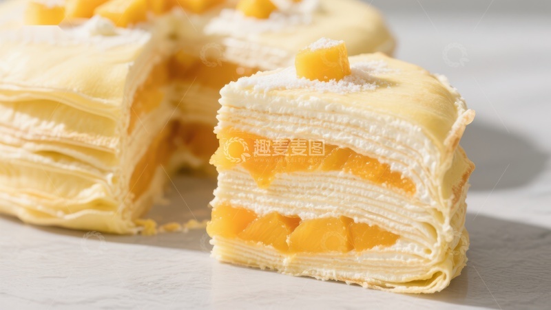 高清大图下载【趣麦麦图】芒果千层蛋糕切片展示