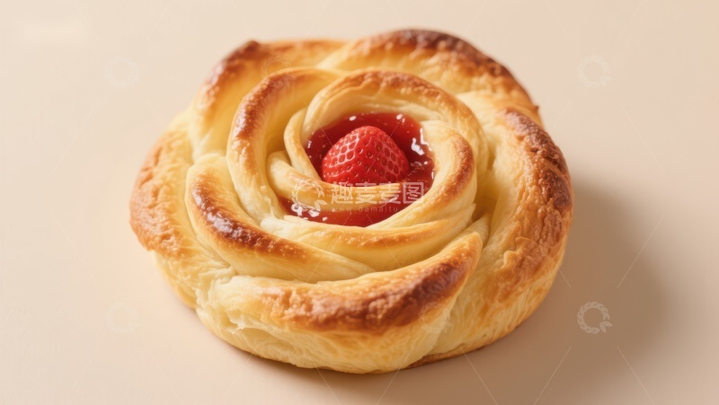 高清大图下载【趣麦麦图】草莓酱心玫瑰面包