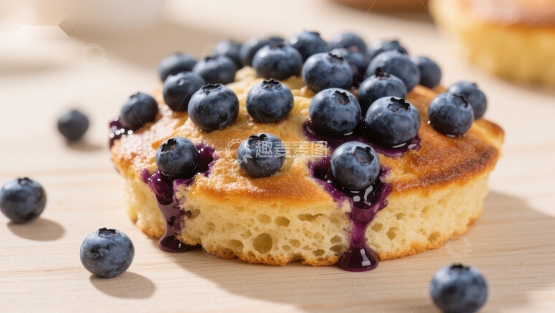 高清大图下载【趣麦麦图】蓝莓酱淋蛋糕，诱人美味