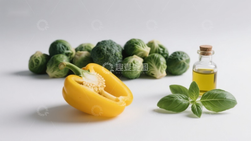 高清大图下载【趣麦麦图】-新鲜蔬菜与香料摆拍