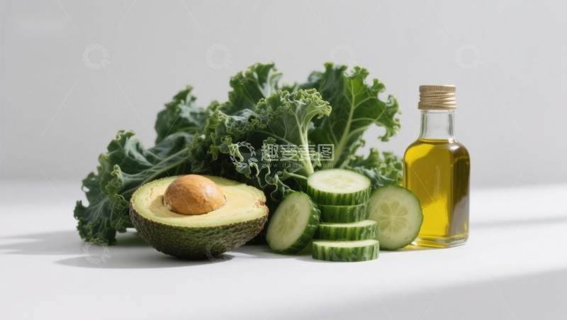 高清大图下载【趣麦麦图】新鲜蔬菜与橄榄油静物