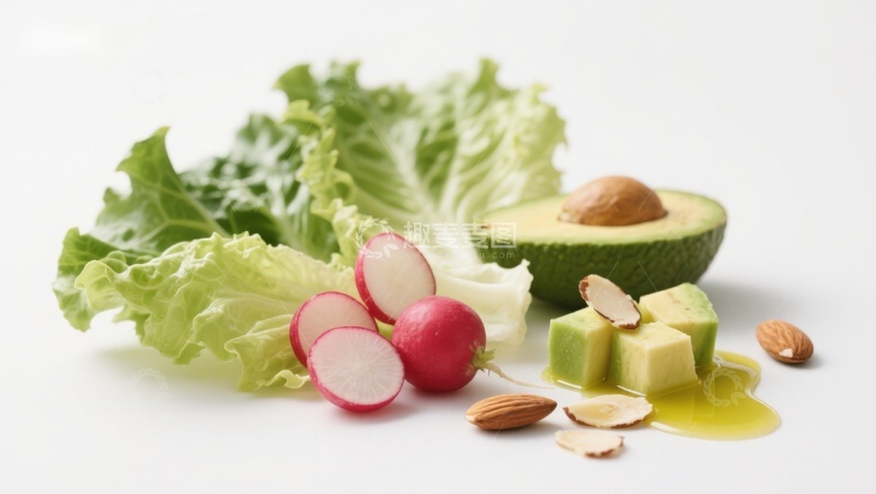 高清大图下载【趣麦麦图】新鲜蔬菜与坚果食材组合