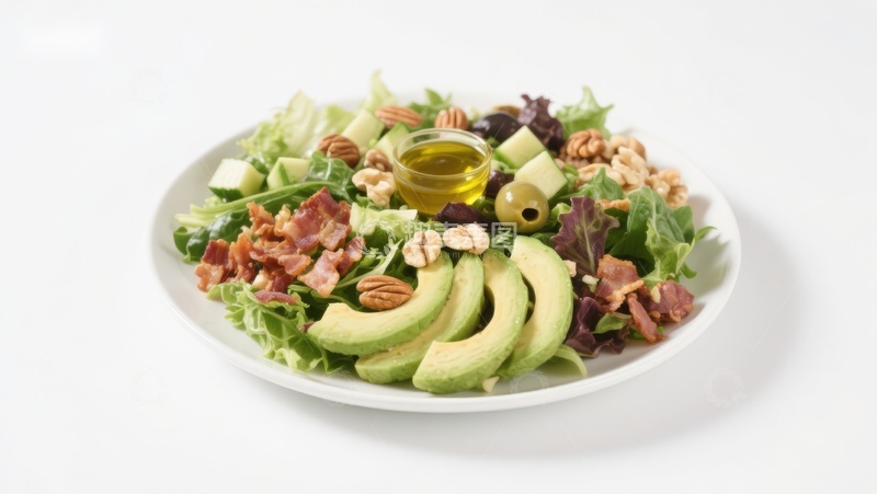 高清大图下载【趣麦麦图】新鲜沙拉配牛油果和坚果