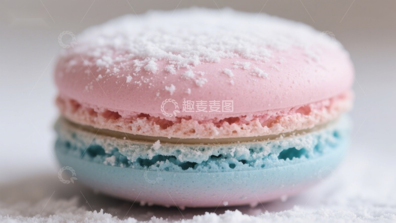 高清大图下载【趣麦麦图】粉色糖霜蓝壳马卡龙特写