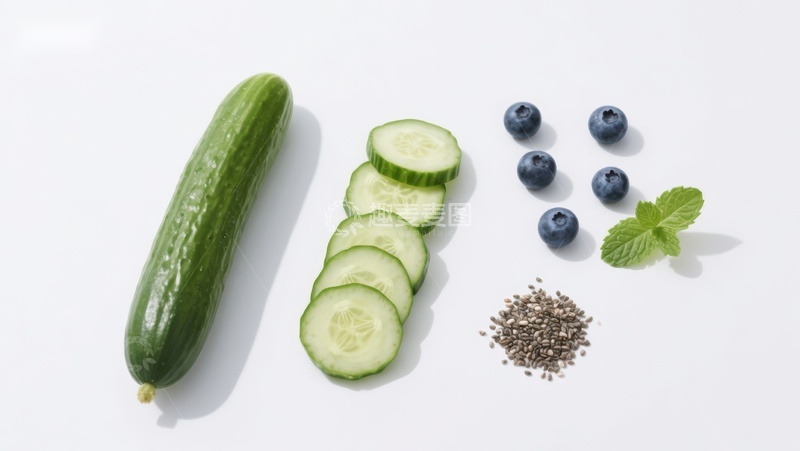 高清大图下载【趣麦麦图】黄瓜蓝莓薄荷与香料组合