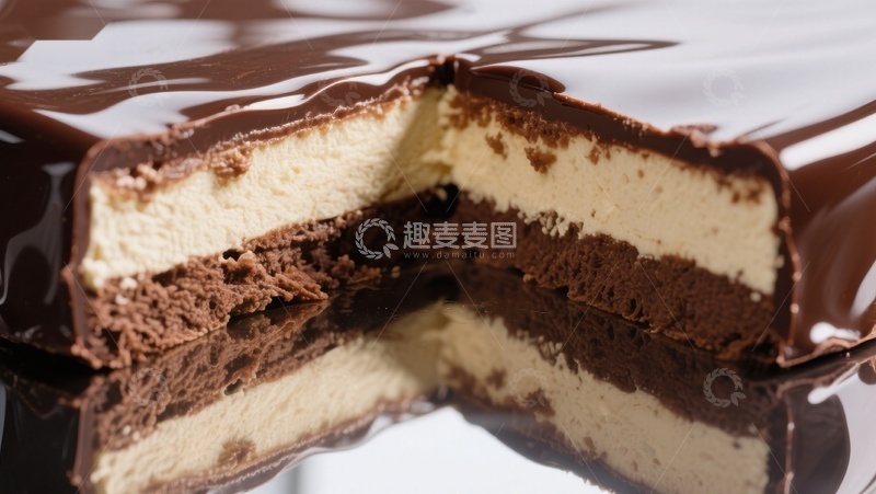 高清大图下载【趣麦麦图】巧克力夹心蛋糕切面特写