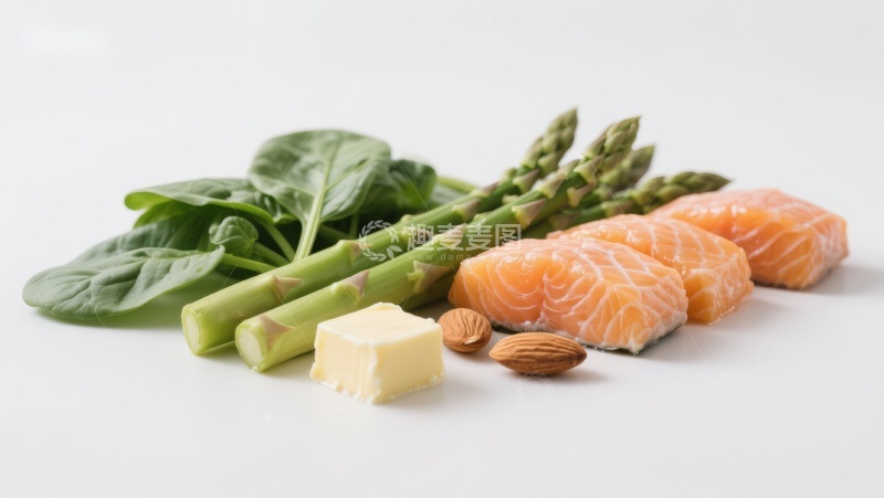 高清大图下载【趣麦麦图】三文鱼配蔬菜与坚果食材