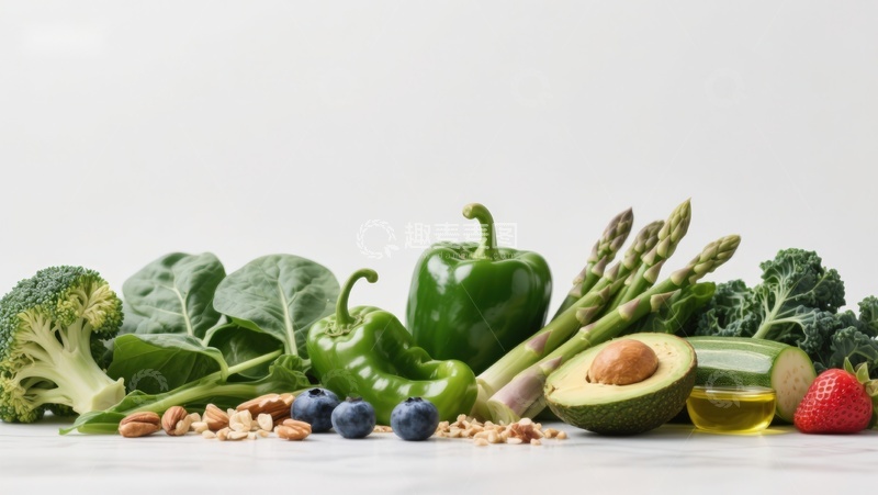 高清大图下载【趣麦麦图】新鲜蔬菜水果与坚果组合