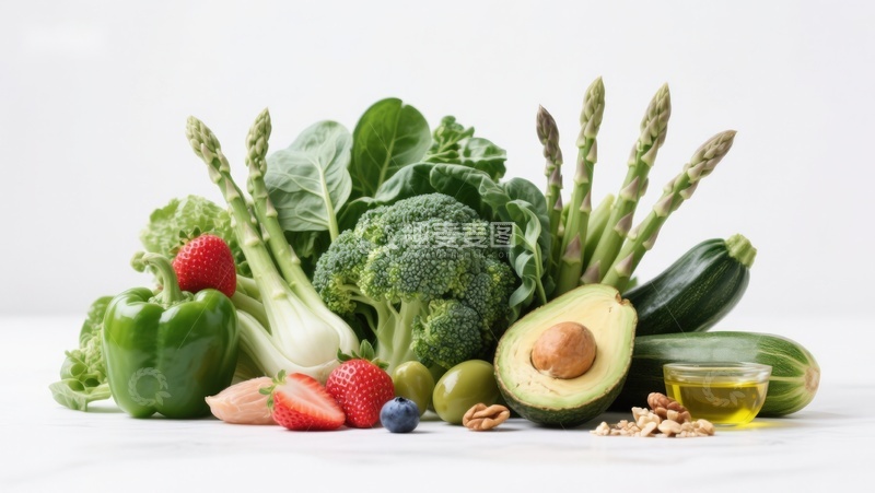 高清大图下载【趣麦麦图】新鲜蔬菜水果与坚果组合