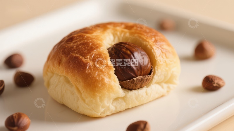 高清大图下载【趣麦麦图】巧克力夹心面包与榛子