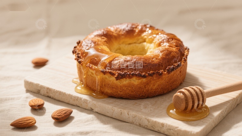 高清大图下载【趣麦麦图】蜂蜜淋洒的面包圈