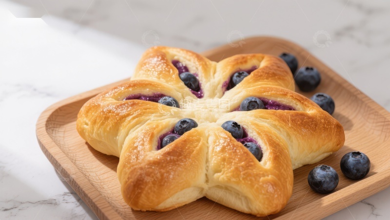 高清大图下载【趣麦麦图】蓝莓花形面包