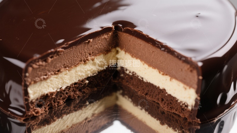 高清大图下载【趣麦麦图】巧克力夹心蛋糕切面展示